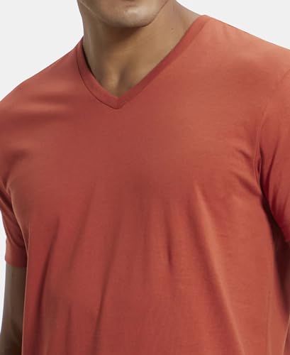 Image of Jockey 2726 Men's Super Combed Cotton Rich Solid V Neck Half Sleeve T-Shirt