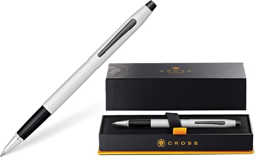 Stylo roller Cross d'exception corps gravé motif diamant et noir PVD