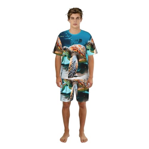 Pyjama tortue de mer homme ensemble de nuit imprimé relax