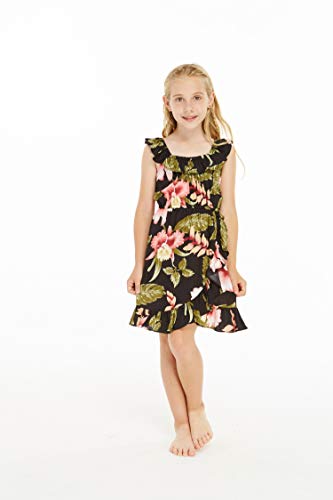 Image of Family Matching Hawaiian Clothes, Black Rafelsia | Lightweight 100% rayon • Family matching outfits • Beach vacations • Luaus • Cruises • Family photos