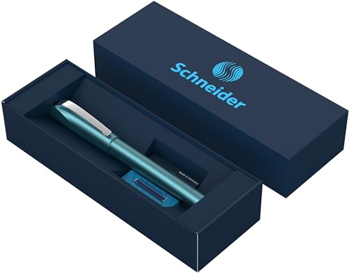 Schneider Ceod Shiny - Juego de bolígrafos roller (incluye estuche de cartón, cartuchos de tinta estándar, para diestros y zurdos), color azul