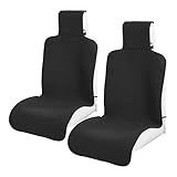 TanYooシートカバー 防水シートカバー カーシートカバー前席用 軽/普通車適用 ずれにくい ヘッドレスト部と座面部一体化 SBRボンディング シート保護 バックル付き 汎用 (一体型ブラック２枚)