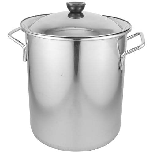 Hemobllo Olla de Acero Inoxidable con Tapa y Asas Robustas Olla Grande para Sopa y Arroz de Diseño Pulido y Grosor Apta para Cocina Multipropósito Hogar y Profesional