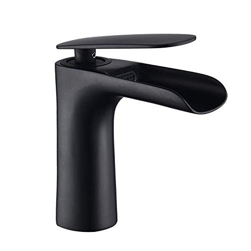 Robinet de lavabo anti-éclaboussures jet cascade en laiton noir durable
