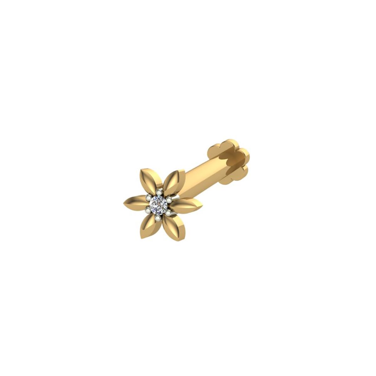 18K/14K Yellow/Rose/White Gold Nose Pin(Screw) for Women-image-42