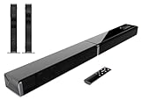 JAJALUYA Sound Bar, 60W Sound Bar for Smart TV,Bluetooth V5.3 speakers, 2 in 1 Home Speaker, ARC/OPTI/AUX/USB Connections, for TV/PC/Projectors,Wall Mountable