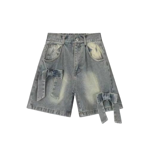 Short en jean vintage taille haute femme avec longueur genou