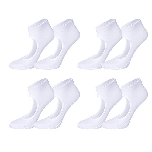 LXZH Yoga Socks for Women And Men, Non Slip Toeless Anti-Skid Socks, Ballet, Pilates, Barre, Combed Cotton, Pack of 4,White