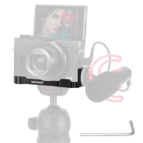 Neewer Soporte de Metal Compatible con Canon G7X Mark II & Mark III, Placa Base de extensión de cámara con Soporte de trípode de 1/4', Soporte para micrófono, Accesorios de vlogging de luz LED