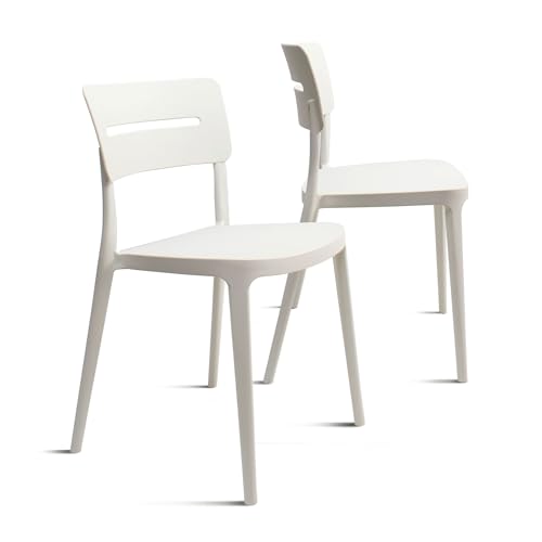 THE SECRET HOME─ Silla de Comedor o de Trabajo de Polipropileno─ para Interior, Cocina o salón─ Estilo Nórdico. Varios Modelos (Modelo 2 Blanco- Pack de 2)
