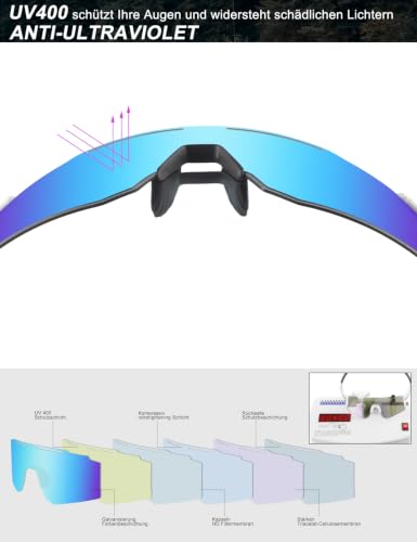DUDUKING Sonnenbrille Fahrradbrille Herren Damen,Wassertransferdruck Sportbrillen Radsport Brillen für Outdoorsport Radfahren Laufen Golf… – Ansicht 6