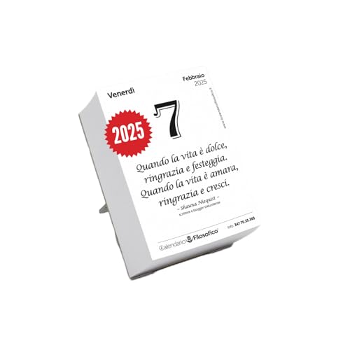 Il Calendario Filosofico 2025 con Supporto in Cartone, Formato A7 da 7,5x10,5 cm, Il Primo e L'Originale Calendario da Tavolo co