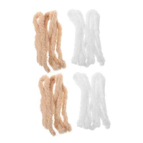 Yardwe 4pcs Fuzzy Craft Sticks Thick Chenille Stems for DIY Projects White Grey Decorative Pipe Cleaners for Home Office Decorations Present for