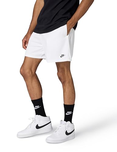 Nike Men's Club Mesh Flow Shorts, White/Black, Small