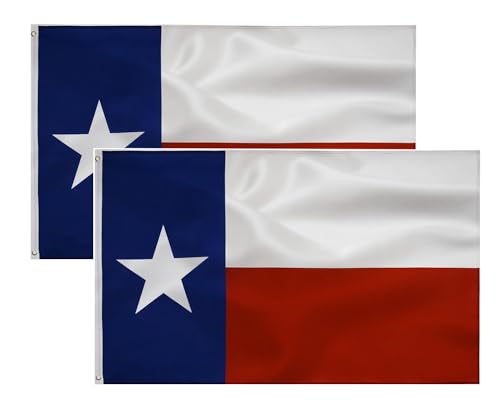 2pcs Texas State Flag 3x5FT Texas Flag Outdoors Indoors Quality Polyester with Vivid Color Double-Stitched Edges Brass Grommets Decorations