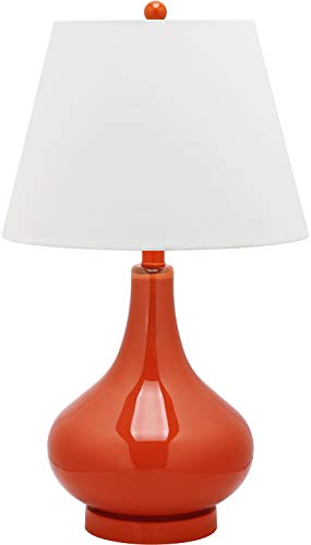 Safavieh Lighting Collection Amy Modern Contemporary Blood Orange Gourd Glass 24-Inch Bedroom Living Room Home Office Desk Nightstand Table Lamp (Led Bulbs Included) #TOP2