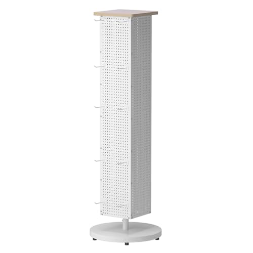 Organizador Comercial de refrigerios para Oficina, Gran Capacidad, rotación de 360°, Expositor de Juguetes para supermercado con Ganchos, Marco de Acero para Tiendas de conveniencia/Mercado (Blanco,