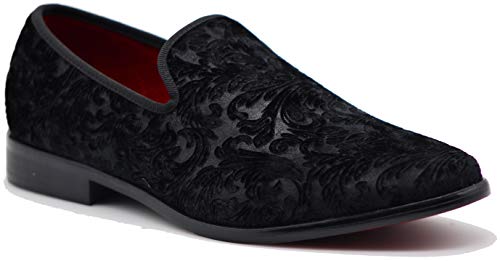 SPK35 Men's Vintage Velvet Flower Designer Dress Loafers Slip On Shoes Classic Tuxedo Dress Shoes