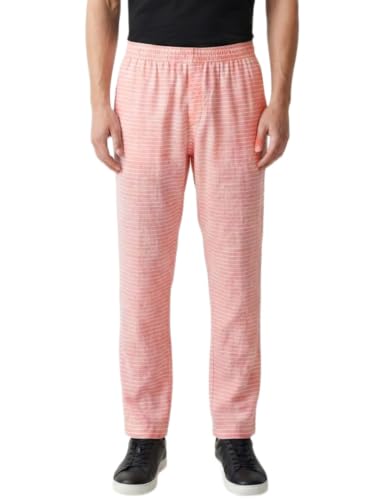 Image of Mens Cotton Linen Striped Plus Size Pyjama