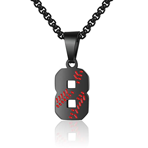 AIAINAGI Baseball Number Necklace for Men 00-99 Athletes Jersey Number Necklace Stainless Steel Chain Baseball Charm Pendant Personalized Gift for Men08