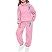 Girls Bowknot 2 Piece Outfits Hoodie Sweatsuit Sets Oversized Tracksuit Winter Fall Fashion Baggy Sweatpant With Pockets Pink,12-13 Years