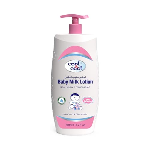 Cool & Cool Baby Milk Lotion - 500ML - Skin Softening,Non - Greasy,Paraben-Free,Vitamin-E Aloe Vera & Chamomile Extract With Extra Mild Formula
