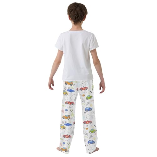 ZZXXB Funny Car Driving Boys Long Pants Soft Trousers Elastic Waist Kids Lounge Bottoms with Pockets S-XL3