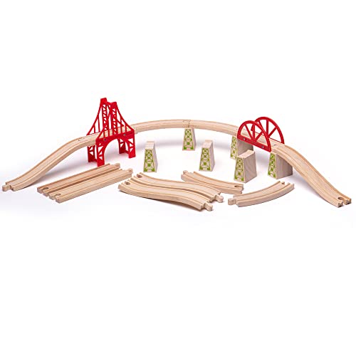 Bigjigs Rail Bridge Expansion Set - 25Pc Wooden Train Track Expansion Pack For Train Sets, Quality Bigjigs Train Accessories, Compatible With Most Major Wooden Railway Brands #TOP2