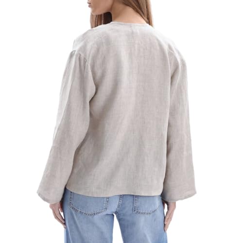 Amazhiyu Women's 100% Linen Draped Open Cardigan Summer Casual Asymmetric Tops2