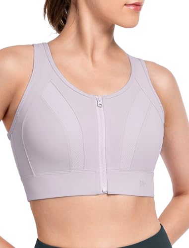 Yvette Zip Front Sports Bras for Women High Impact Supportive Large Bust Bras for Running2