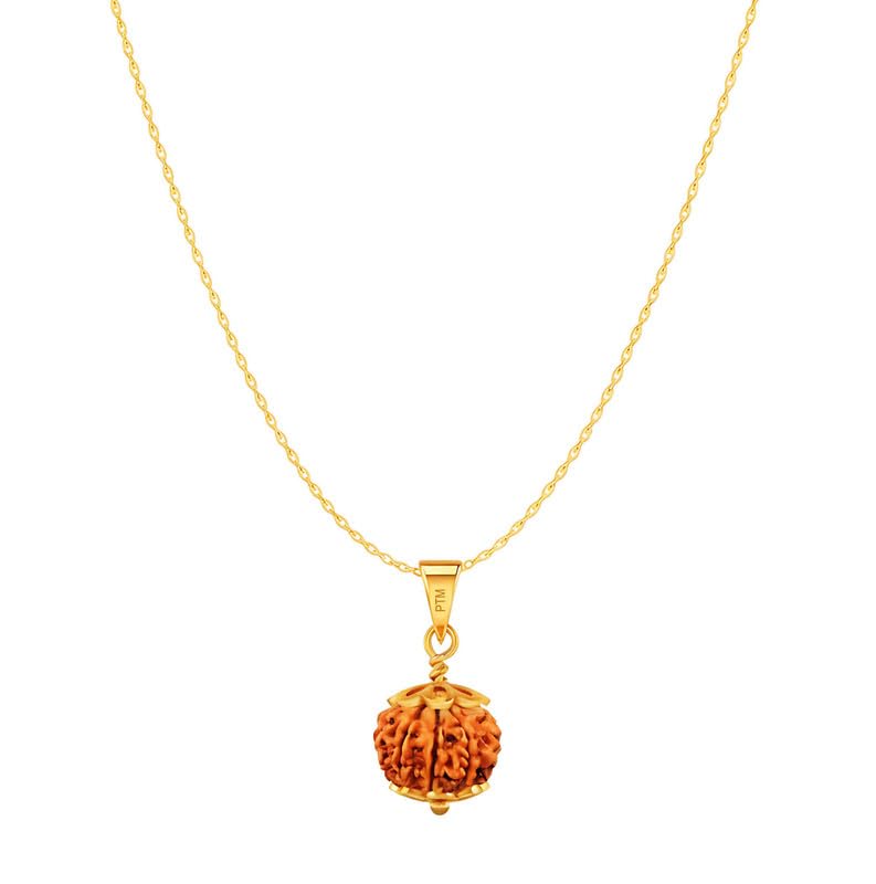 Natural 8 Mukhi Rudraksha Pendant | Ashtamukhi Nepali Astrological Bead | Eight Face Panchdhatu / 5 metals Gold Plated Locket With Chain for Men & Women lab certified