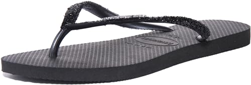 Chinelo Slim Glitter II, Havaianas, Feminino, Preto/Cinza Dark, 37/38