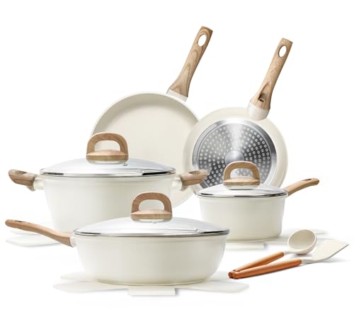 Image of 14 Pcs Pots and Pans Set, Nonstick Cookware Sets, Granite Induction Cookware Non Stick Cooking Set with Frying Pans, Saucepans, Saute Pan, Extra Large Casserole, PFAS PTFE PFOA PFOS Free