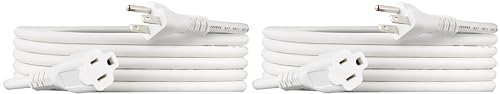 Image of Amazon Basics Indoor Extension Cord, 3 Prong Outlet Extender Power Cord, 13 Amps, 125V, 10 Foot, White, 2-Pack