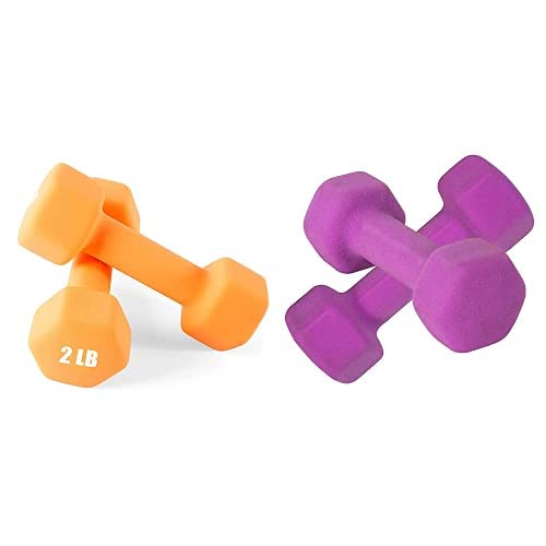 Portzon Set Of 6 Neoprene Dumbbell Hand Weights Set, Anti-Slip, Anti-Roll, Hex Shape Colorful #TOP27