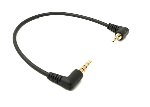 System-S Câble audio 15 cm, prise jack 2,5 mm vers prise jack 3,5 mm, adaptateur AUX coudé, noir