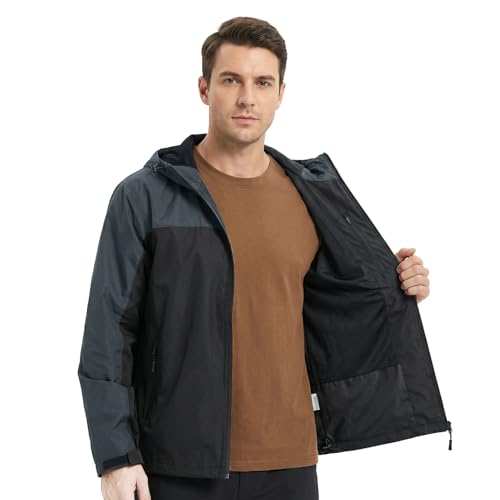Image of LOOGU Rain Jacket for Men, Packable Waterproof Rain Shell Lightweight, S-3XL for Hiking Fishing Camping