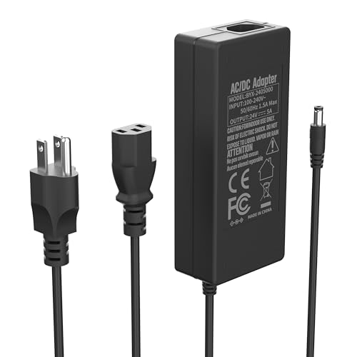 PAUTIX 24V DC Power Supply Adapter 24Volt 5A 120W AC to DC Converter Transformer 100-240V AC Input with 5.5 x 2.1mm US Plug for LED Strip, CCTV Camera