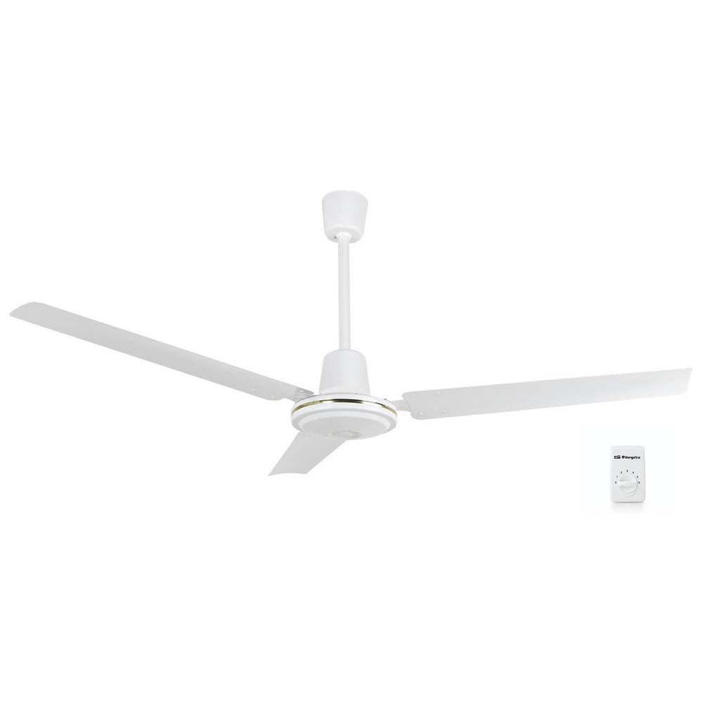 Orbegozo CF 86140 Ventilador de techo, diámetro 140 cm, altura 47 cm, 70 W, 5 velocidades de ventilación, mando de pared, 3 palas metálicas, color blanco