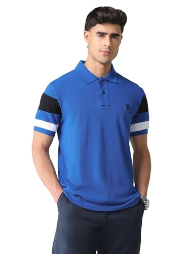 Image of U.S. Polo ASSN. Solid Slim Fit Polo T Shirts for Men - 100% Cotton, Half Sleeves Mens Tshirt