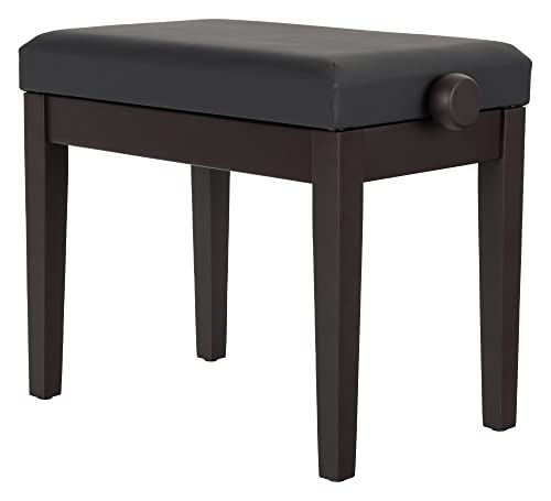 Classic Cantabile Pianobank Modell P - Schwarzes Polster aus Kunstleder - Höhenverstellbar von 48 bis 58 cm - 2-fache Kreuz-Mechanik - Massive Holzkonstruktion - Rosenholz Matt