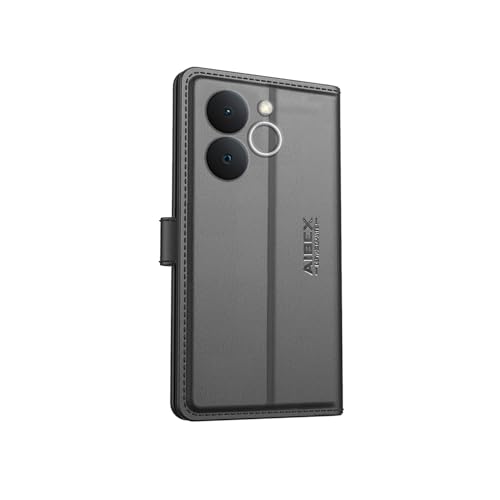 Image of AIBEX Compatible for Realme C71 4G / Realme Narzo 80 Lite 4G Flip Cover Leather Finish | Inside TPU with Card Pockets | Wallet Stand | Complete Protection Flip Case Black