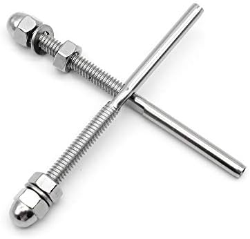 Dylan-EU 10 Pcs Threaded Cable Tensioners Marine Grade 316 Stainless Steel Threaded Terminal Tension Stud Wire Rope Connectors Rigging Hardware Balustrade Kit for 1/8" Cable Railing System