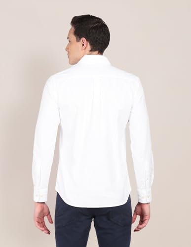 Image of U.S. Polo ASSN. Men's Solid Spread Collar Premium Cotton Oxford Tailored Fit Shirt