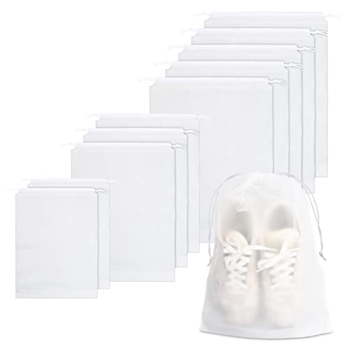 Laughhe Sacs à Chaussures 10 Pièces, Sac de Rangement de Voyage étanche sous-vêtements, Sacs à Cordon Translucides Portables Anti-poussière pour Chaussures Jouets Chaussettes Cosmétiques Cover