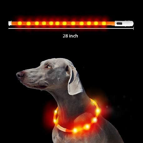 Laroo Led Light Up Dog Collar, Cutable Silicon Usb Rechargeable Glow Light Collar For All Dogs, Waterproof 3-Modes Flashing Dog Collar For Dark Outdoor Training Playing (27.5 Inch/70Cm) #TOP5