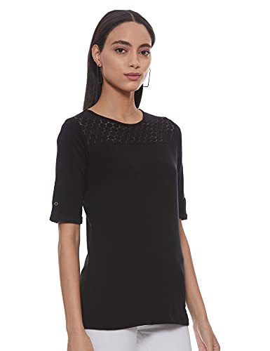 Image of Max Women's Lace Insert Round Neck Regular Fit Top