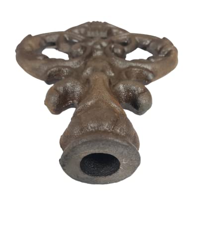 Image of Cast Iron Fence Finials, Multiple Decorative Styles & Sizes, 1 /2 inch to 1 inch Inch Square and Round Spears, Fleur de Lis Design (1 /2 inch Celtic Round, 4)
