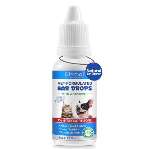 ZIXAOK Dog & Cat Ear Infection Treatment Drops, Pets Ear Cleaning Drops with 1% Hydrocortisone for Dog & Cats Yeast Infection, Itchy Ear Relief, Treats Ear Infections for Dogs & Cats - 2 fl oz