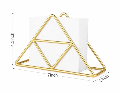 Image of Gold Metal Napkin Holder for Dining Table | Triangle Tissue Stand | Modern Kitchen & Tabletop Organizer for Home, Office, Restaurant